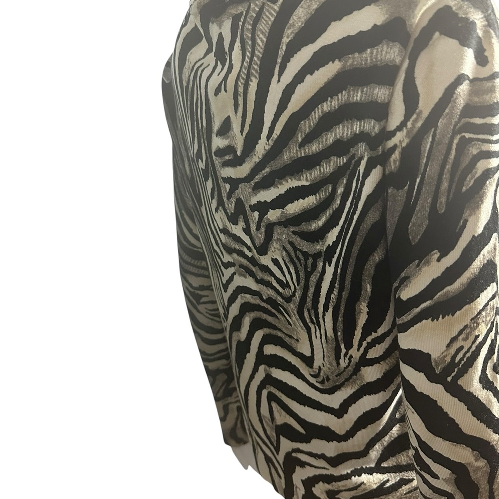 Chico's 1 Animal Print Silk Blend Cardigan Sweater Medium - Picture 2 of 7